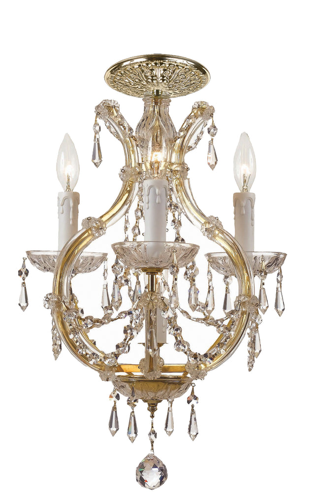 4 Light Gold Crystal Ceiling Mount Draped In Clear Spectra Crystal - C193-4473-GD-CL-SAQ_CEILING