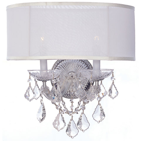 2 Light Polished Chrome Traditional Sconce Draped In Clear Swarovski Strass Crystal - C193-4482-CH-SMW-CL-S