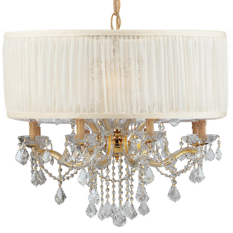 12 Light Gold Traditional Chandelier Draped In Clear Hand Cut Crystal - C193-4489-GD-SAW-CLM