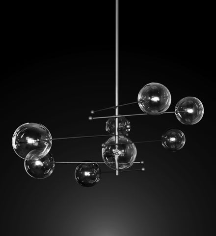 Glass Globe Mobile 8-Arm Chandelier Lighting Chandeliers 79" - Great For The Dining Room, Living Room, Family Room, Foyer, Entryway - G7-CS/4495/8