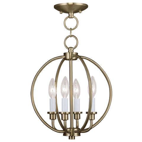 Livex Milania 4 Light AB :Chain Lantern/Ceiling Mount - C185-4664-01