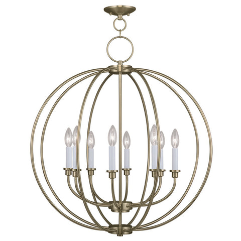 Livex Milania 8 Light Antique Brass Chandelier - C185-4668-01