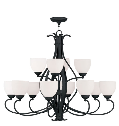 Livex Brookside 12 Light Black Chandelier - C185-4779-04