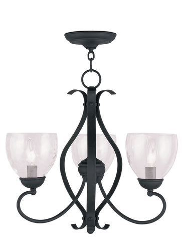 Livex Brookside 3 Light Black Chandelier - C185-4807-04