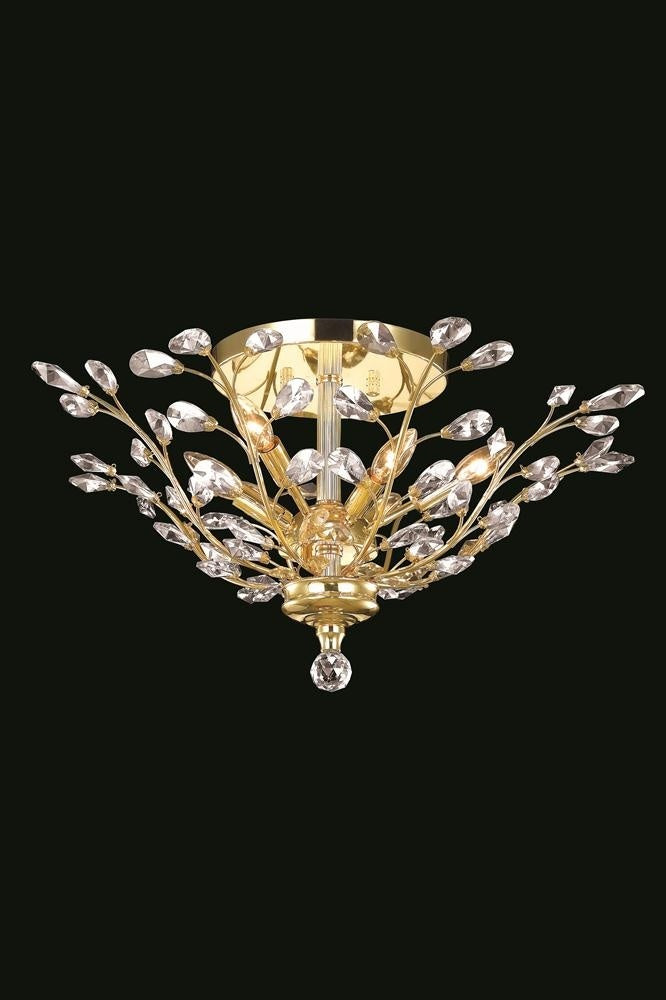 C121-2011F27G/EC - Regency Lighting: Orchid 6 light Gold Flush Mount Clear Elegant Cut Crystal