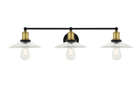 ZC121-LD4040W33BRB - Living District: Waltz 3 light brass and black Wall Sconce