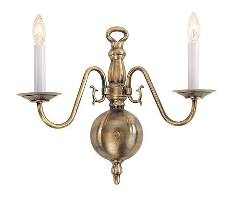 Livex Williamsburgh 2 Light Antique Brass Wall Sconce - C185-5002-01