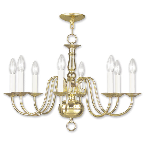 Livex Williamsburgh 8 Light Polished Brass Chandelier - C185-5008-02