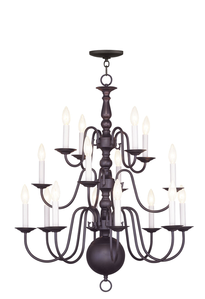 Livex Williamsburgh 16 Light Bronze Chandelier - C185-5016-07