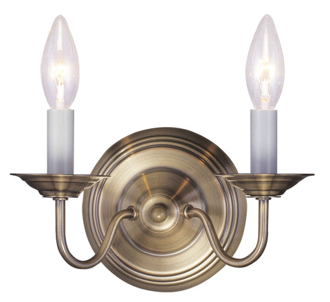 Livex Williamsburgh 2 Light Antique Brass Wall Sconce - C185-5018-01