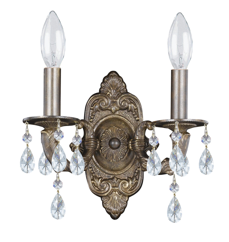 2 Light Venetian Bronze Youth Sconce Draped In Clear Hand Cut Crystal - C193-5022-VB-CL-MWP