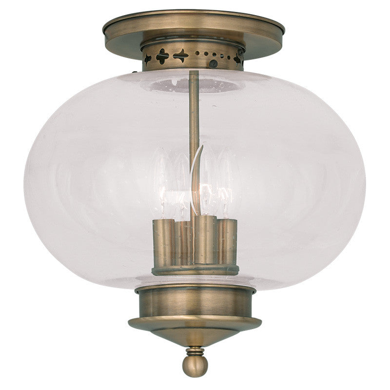 Livex Harbor 4 Light Antique Brass Ceiling Mount - C185-5038-01