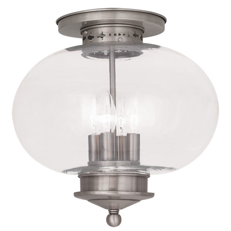 Livex Harbor 4 Light Brushed Nickel Ceiling Mount - C185-5039-91