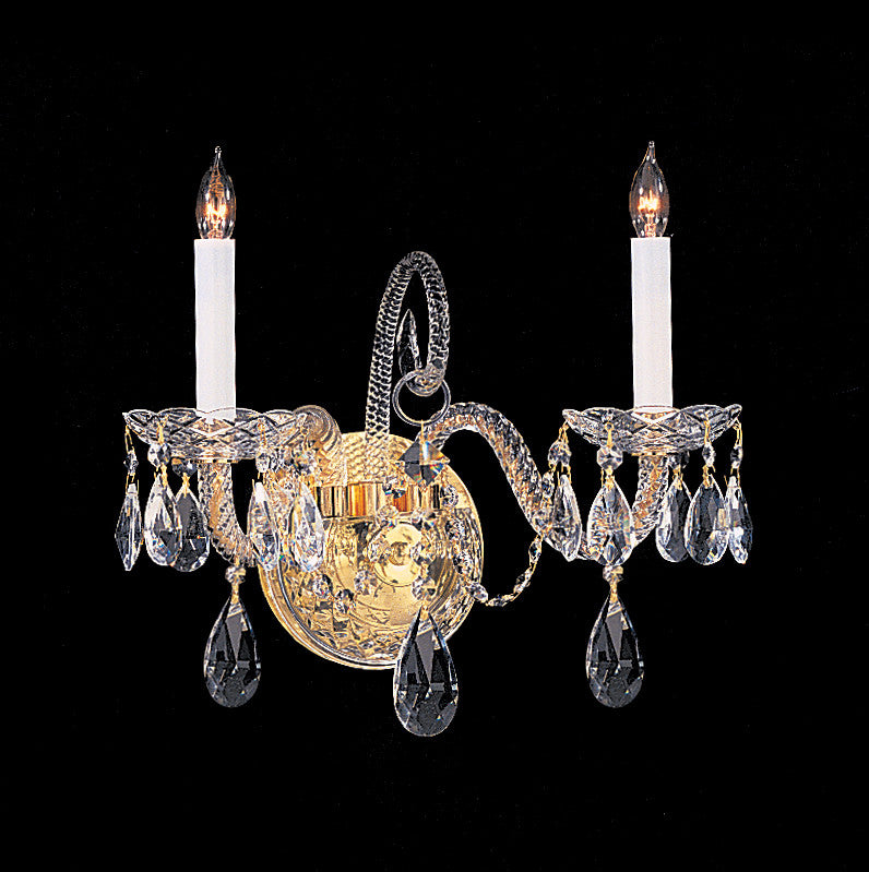 2 Light Polished Brass Crystal Sconce Draped In Clear Hand Cut Crystal - C193-5042-PB-CL-MWP