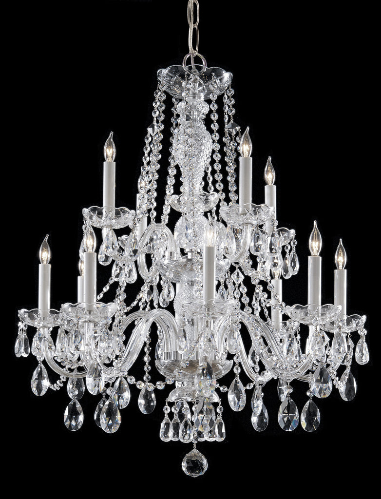 12 Light Polished Chrome Crystal Chandelier Draped In Clear Italian Crystal - C193-5047-CH-CL-I