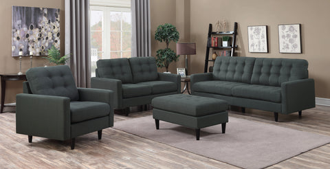 Set of 2 - Kesson Tufted Upholstered Sofa + Loveseat Charcoal - D300-10054