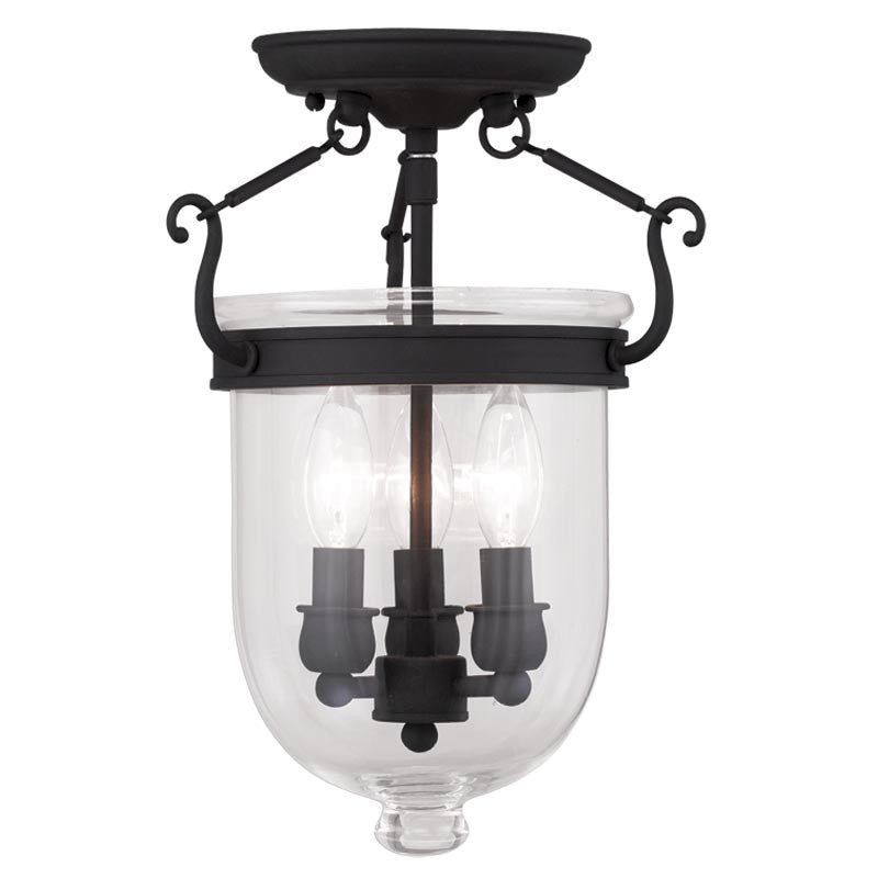 Livex Jefferson 3 Light Black Ceiling Mount - C185-5061-04