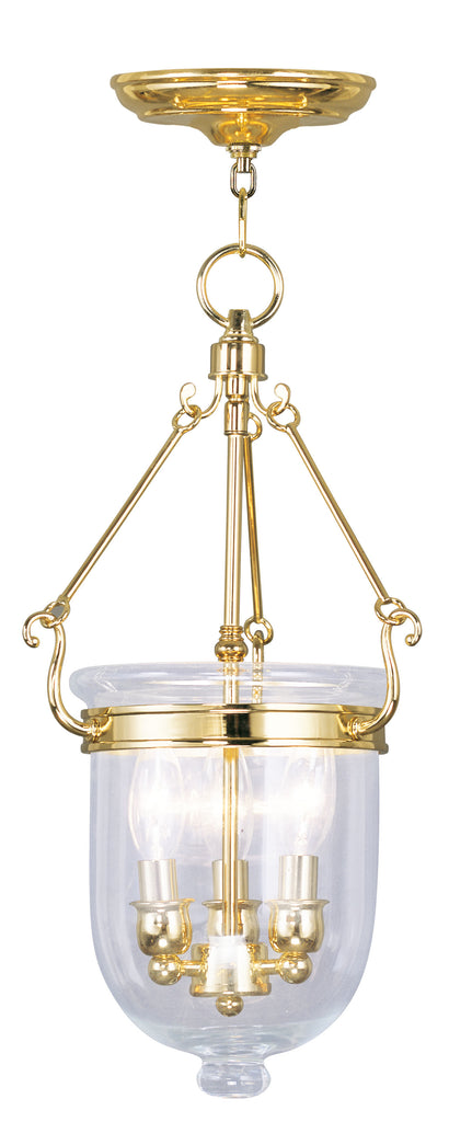 Livex Jefferson 3 Light Polished Brass Chain Lantern  - C185-5063-02