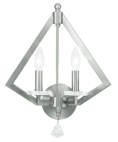 Livex Diamond 2 Light Brushed Nickel Wall Sconce - C185-50662-91