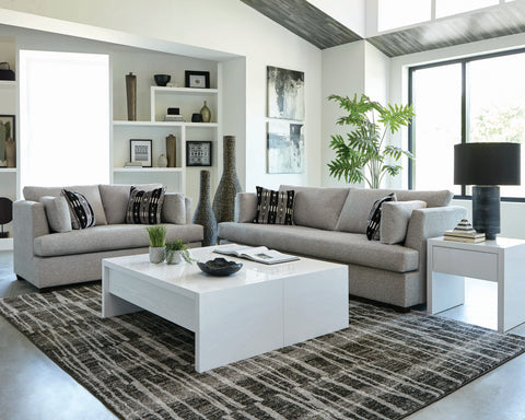 Set of 3 - Lola Upholstered Sofa + Loveseat Grey - D300-10076