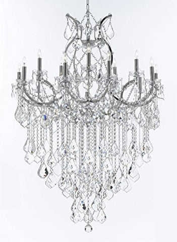 Swarovski Crystal Trimmed Chandelier Maria Theresa Chandelier Lighting Crystal Chandeliers H50 "X W37" Chrome Finish Great For The Dining Room Living Room Family Room Entryway / Foyer - J10-B12/Chrome/26050/15+1Sw