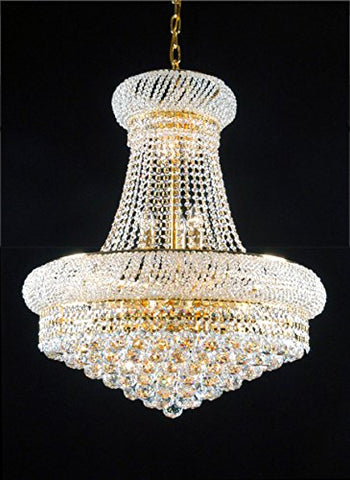 Swarovski Crystal Trimmed French Empire Crystal Chandeliers Lighting -Great for the Dining Room, Foyer, Living Room! H24" X W24" - F93-C6/CG/542/15SW