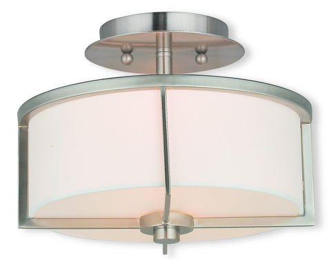 Livex Wesley 2 Light Brushed Nickel Ceiling Mount - C185-51072-91