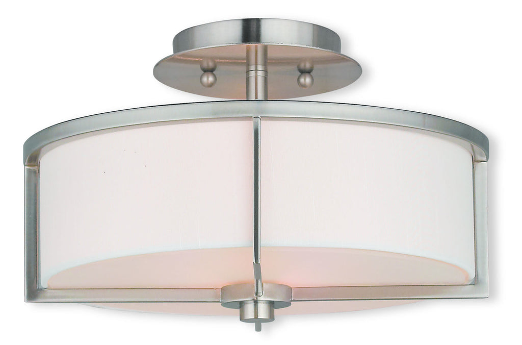 Livex Wesley 2 Light Brushed Nickel Ceiling Mount - C185-51073-91