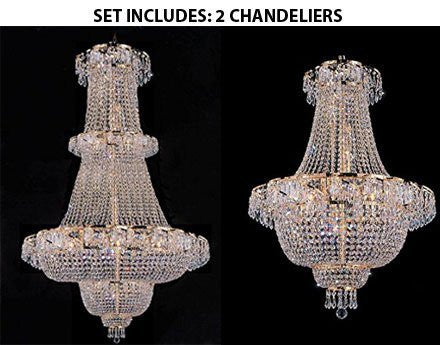 Set Of 2 - 1 French Empire Crystal Chandelier Chandeliers Lighting 60"X36" And 1 French Empire Crystal Chandelier Chandeliers Lighting H30" W24" - 1Ea 928/32 + 1Ea 928/9