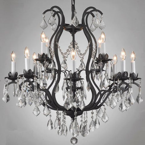 Wrought Iron Chandelier Lighting Dressed With Swarovski Crystal - A83-3034/8+4Sw