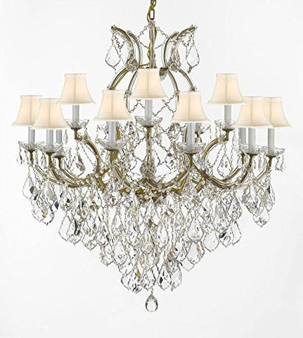 Maria Theresa Empress Crystal (Tm) Chandelier Lighting H 38" W 37" With White Shades - A83-Sc/21510/15+1