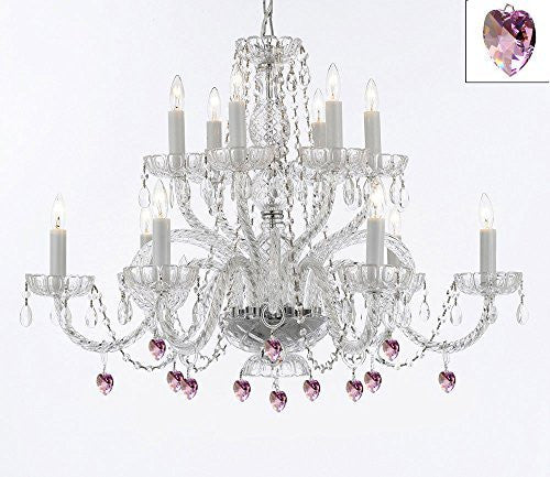 Murano Venetian Style All Empress Crystal (Tm) Chandelier With Pink Crystal - A46-B21/385/6+6