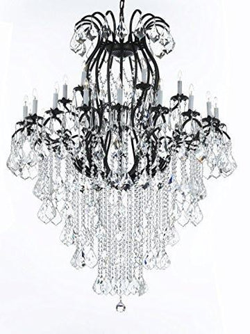 Wrought Iron Chandelier Crystal Chandeliers Lighting Empress Crystal (Tm) H60" W46" Perfect For An Entryway Or Foyer - A500-B12/3034/18+6