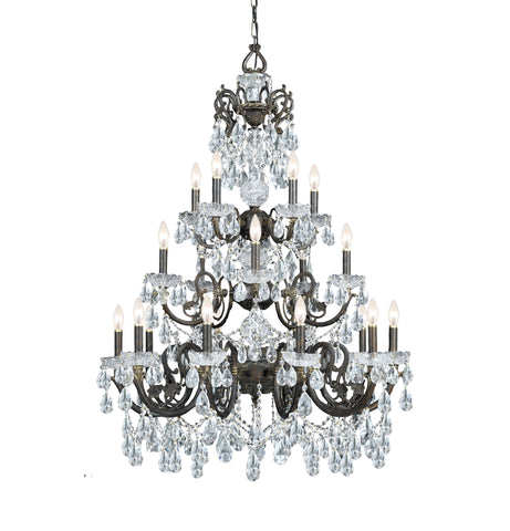 20 Light English Bronze Crystal Chandelier Draped In Clear Hand Cut Crystal - C193-5190-EB-CL-MWP