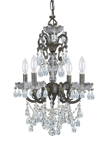 4 Light English Bronze Crystal Mini Chandelier Draped In Clear Hand Cut Crystal - C193-5194-EB-CL-MWP