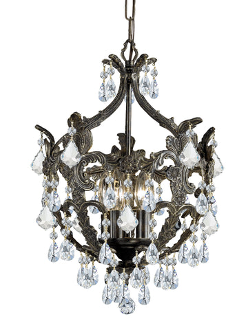 5 Light English Bronze Crystal Mini Chandelier Draped In Clear Hand Cut Crystal - C193-5195-EB-CL-MWP