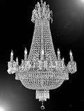 Set of 2-1 French Empire Silver Crystal Chandelier Lighting W 25" H52" 12 Lights - Great for The Dining Room, Foyer, Entry Way, Living Room and 1 French Empire Silver Crystal Chandelier Light 25X32 - 1EA C7/CS/1280/8+4 + 1EA CS/1280/8+4