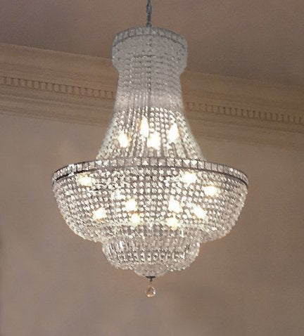 French Empire Crystal Chandelier Lighting - Great for the Dining Room, Foyer, Entry Way, Living Room! H36" X W30" - A93-SILVER/454/14B