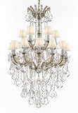 Swarovski Crystal Trimmed Chandelier Maria Theresa Crystal Chandelier Chandeliers Lighting With White Shades H 50" X W 30" - Great For Dining Room Entryway Or Living Room - A83-B13/Whiteshades/152/18Sw