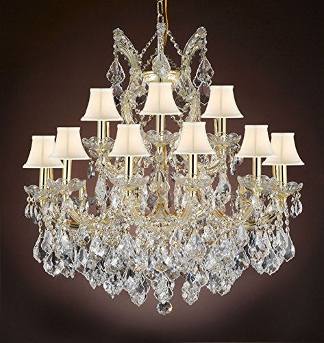 Maria Theresa Empress Crystal(Tm) Chandelier Lighting With White Shades H 28" W 30" - Cjd-Cg/Sc/2181/30