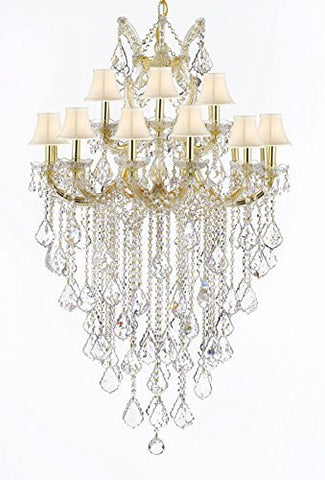 Maria Theresa Empress Crystal (Tm) Chandelier Lighting H 50" W 30" With White Shades - Cjd-Cg/Sc/Whiteshades/B12/2181/30