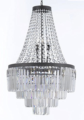 Palladium Crystal Glass Fringe 4-Tier Chandelier Lighting H35" W24" - G7-2183/11