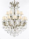 Swarovski Crystal Trimmed Chandelier Maria Theresa Crystal Chandelier Chandeliers Lighting With White Shades H 36" X W 28" - Great For Dining Room Entryway Or Living Room - A83-B12/Whiteshades/152/18Sw