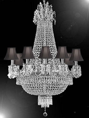 French Empire Crystal Chandelier Chandeliers Lighting 25X32 12 Lights With Black Shades - A93-Cs/Blackshade/1280/8+4