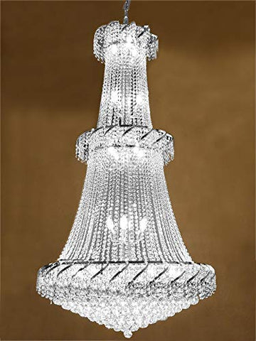 French Empire Crystal Chandelier Lighting - Good for Foyer, Entryway, Family Room, Living Room and More! H 66" W 36" - CJD-CS/4335/32