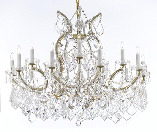 Swarovski Crystal Trimmed Maria Theresa Chandelier Crystal Lighting Chandeliers Lights Fixture Pendant Ceiling Lamp For Dining Room Entryway Living Room With Large Luxe Crystals H28" X W37" - A83-B89/21510/15+1Sw