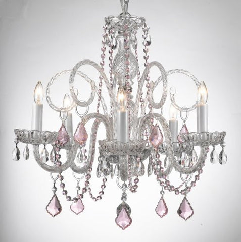 Crystal Chandelier Lighting With Pink Color Crystal - A46-Pinkb2/385/5