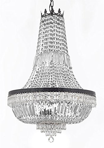 French Empire Crystal Chandelier Lighting With Dark Antique Finish Great for the Dining Room, Foyer, Entry Way, Living Room H36"X W30" - F93-B8/CB/870/14