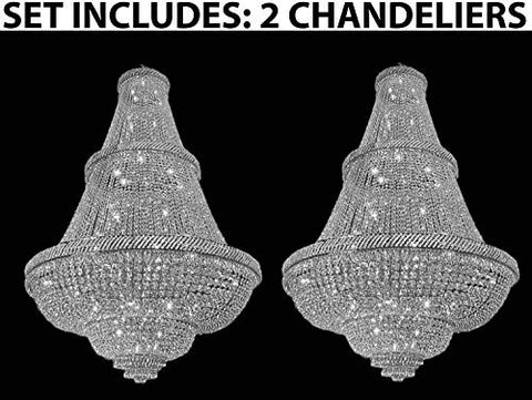 Set Of 2 - French Empire Crystal Chandelier Lighting H72" X W50" - Perfect For Ballrooms Or Event Halls - 2Ea-Silver/448/48