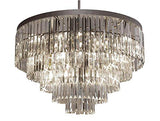 Set of 3-1 Palladium Empress Crystal (tm) Glass Fringe Chandelier and 1 Retro Palladium Glass Fringe Rectangular Chandelier and 1 Palladium Crystal Glass Fringe 3-Tier Chandelier - 1EA 1157/17B + 1EA 1156/12 + 1EA 1100